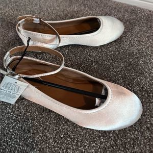 White Satin Flats Girls Size 12